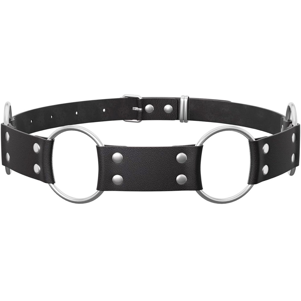 Punk Style Adjustable Belt with Silver Rings